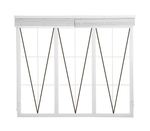 Image of Modern awning window with opening type lines on white background