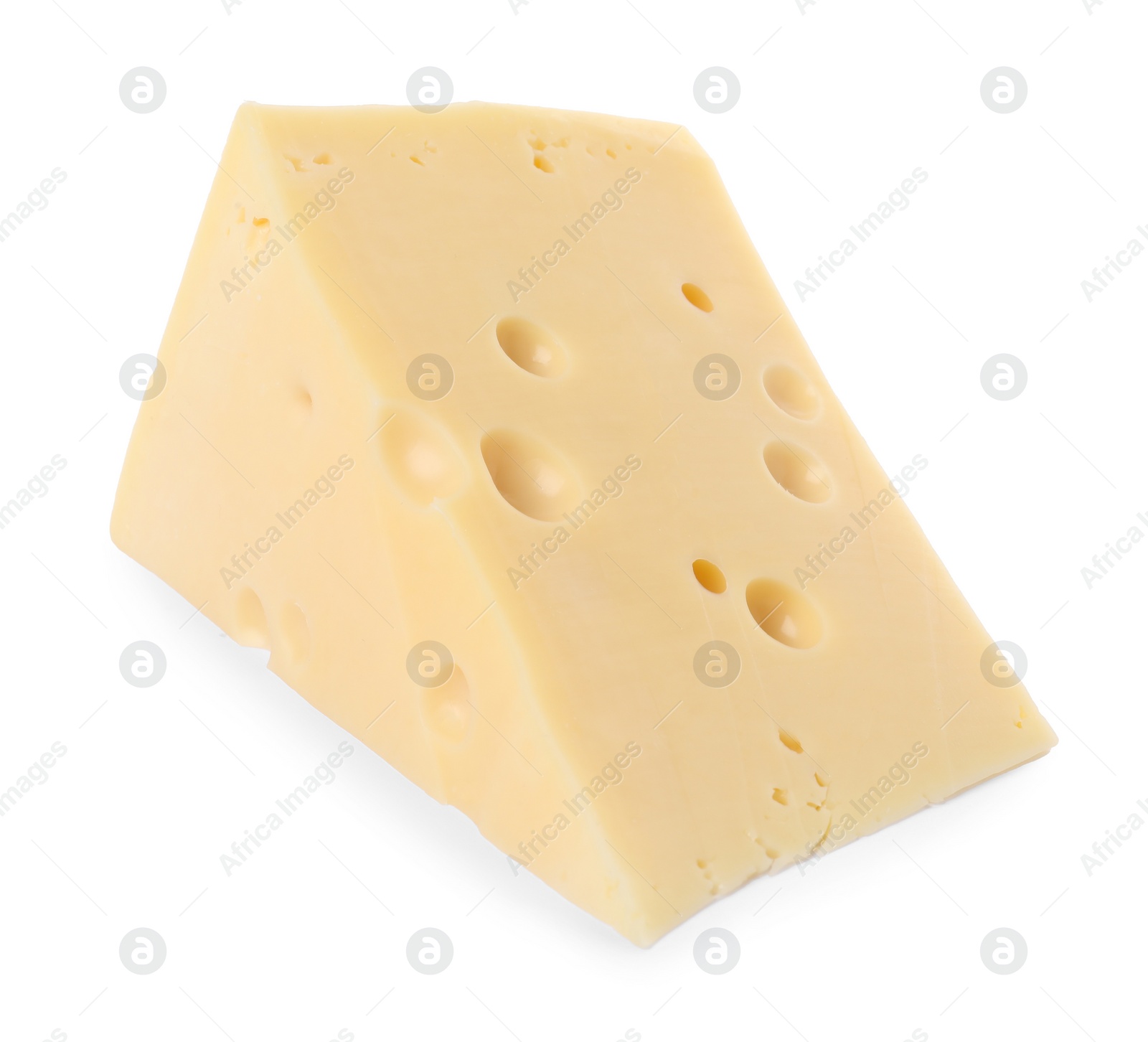 Photo of Piece of delicious cheese isolated on white