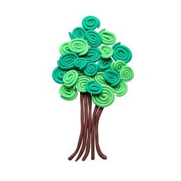 Beautiful tree made of plasticine isolated on white, top view