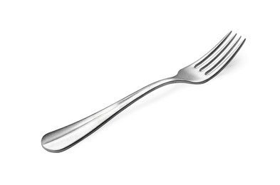 Photo of One new shiny fork isolated on white