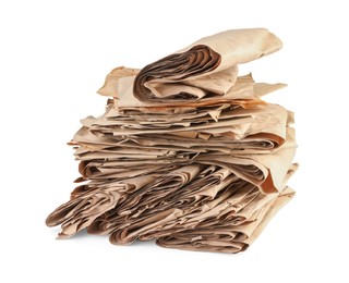 Photo of Stack of waste paper isolated on white