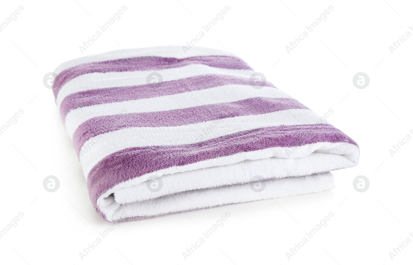 Photo of Striped towel isolated on white. Beach accessory