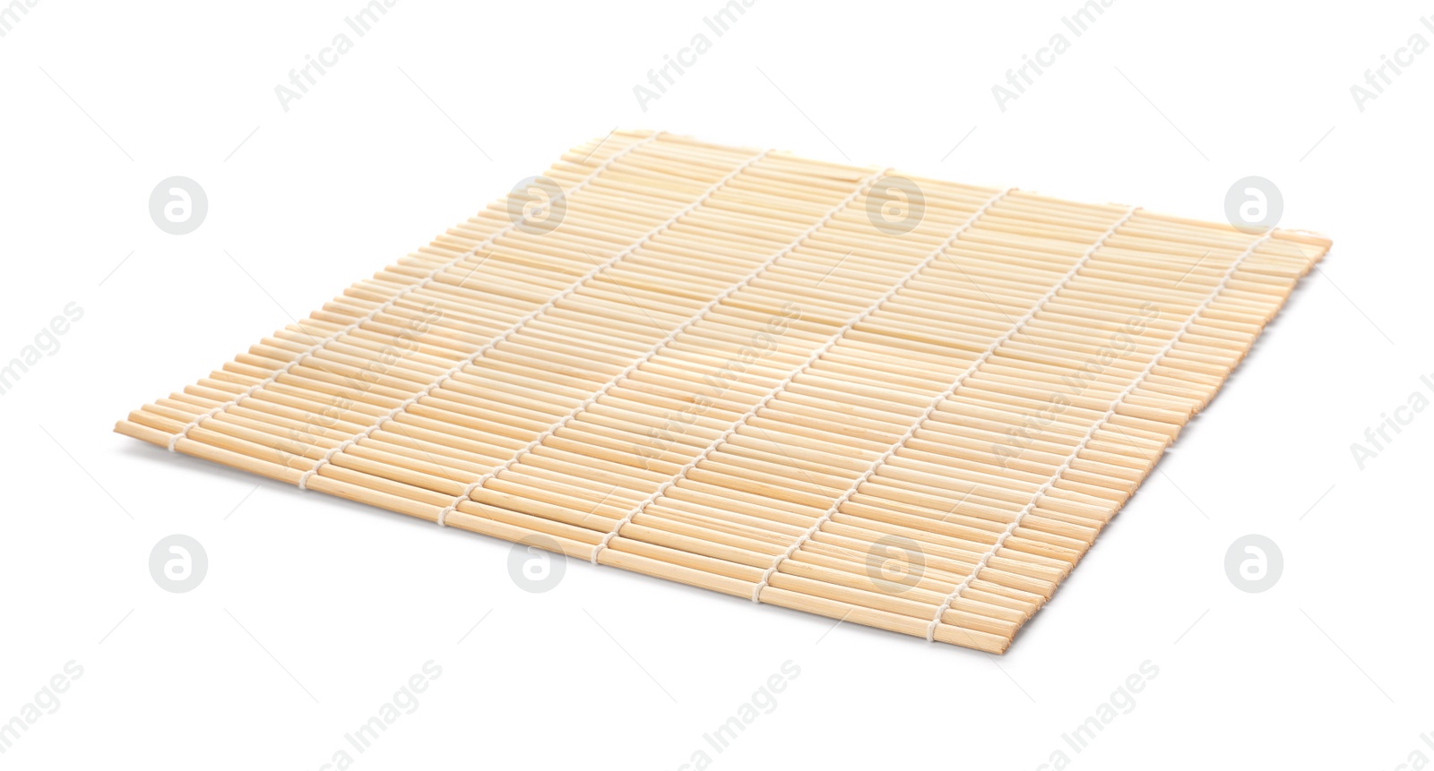 Photo of Sushi mat made of bamboo on white background