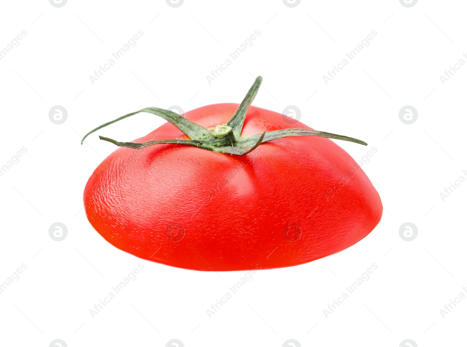 Photo of Slice of fresh ripe tomato isolated on white