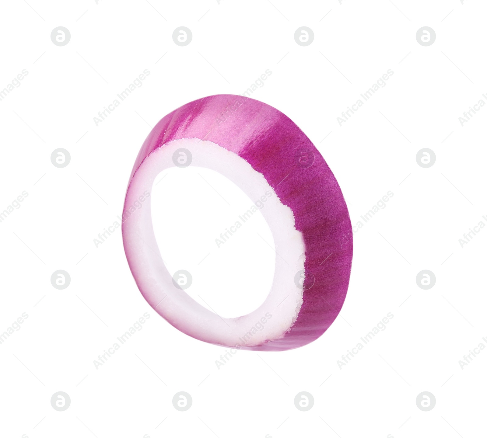 Photo of Ring of fresh red ripe onion isolated on white