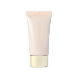 Tube of skin foundation isolated on white. Makeup product