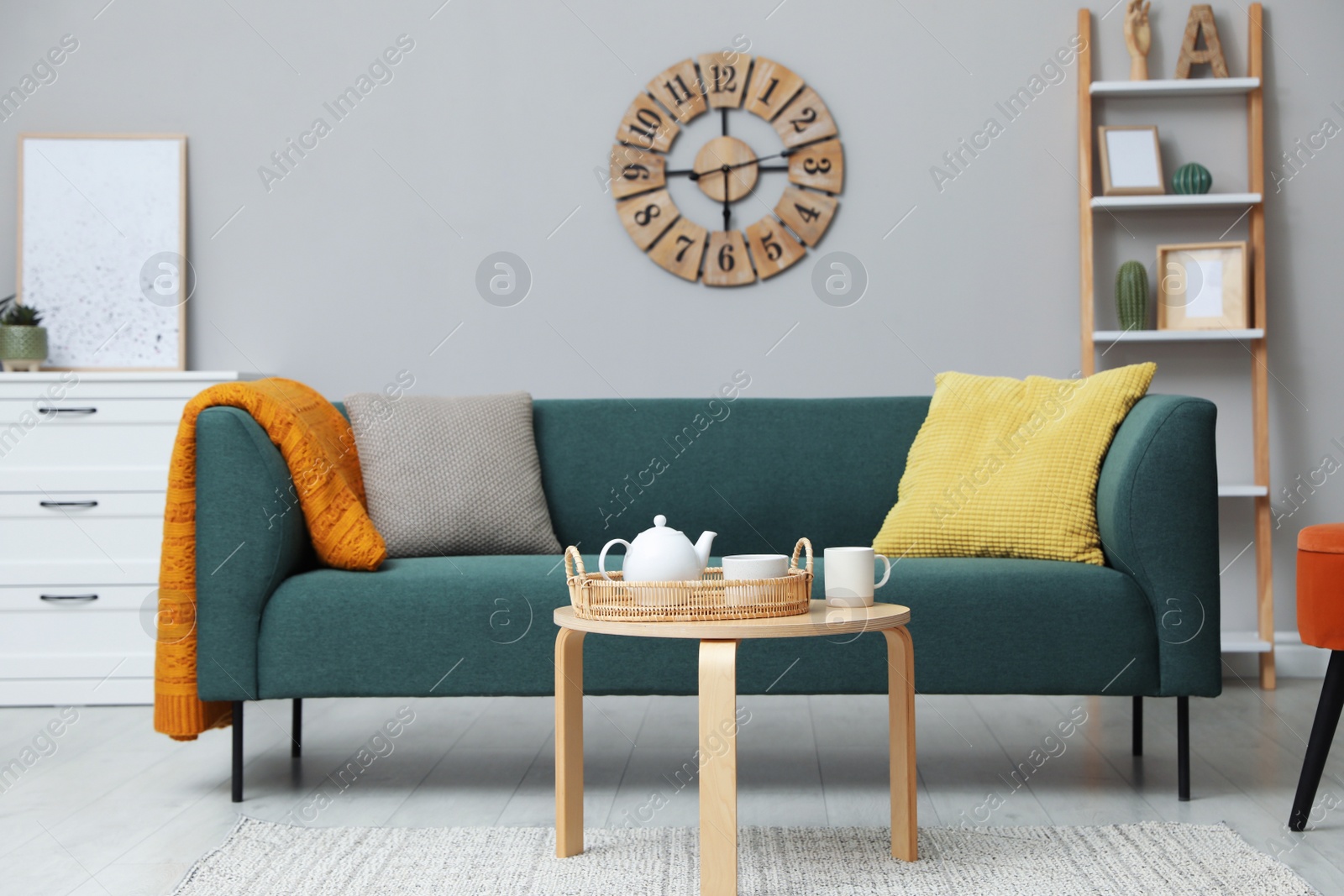 Photo of Modern living room interior with stylish comfortable sofa