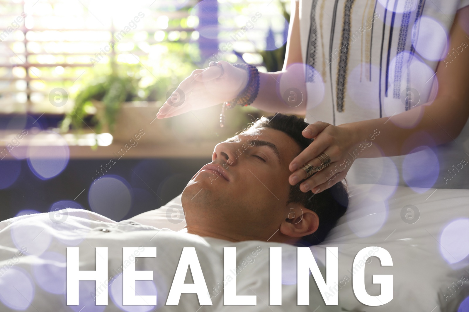 Image of Man during healing session in therapy room