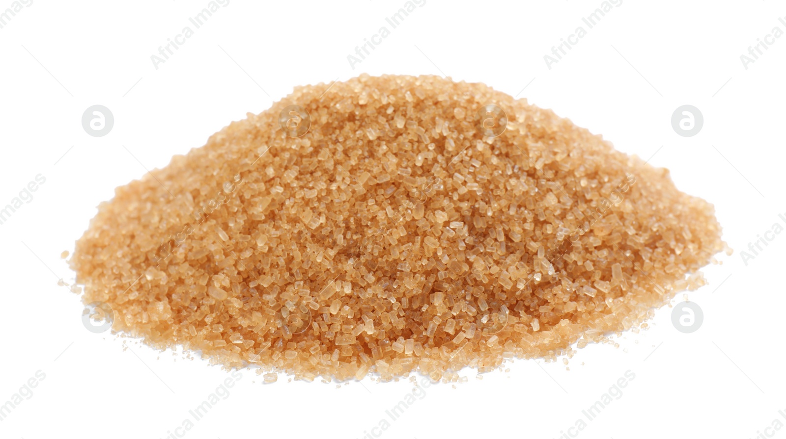 Photo of Pile of brown sugar on white background