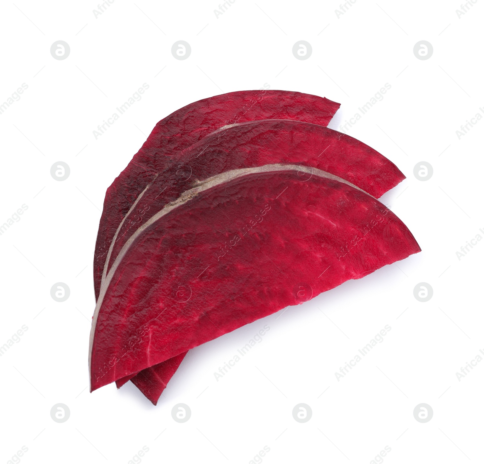 Photo of Cut beet on white background. Taproot vegetable