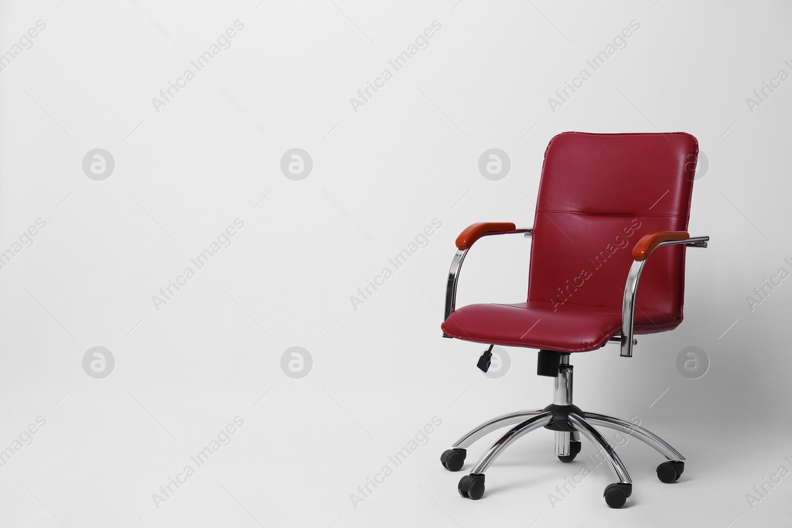 Photo of Comfortable office chair on white background, space for text