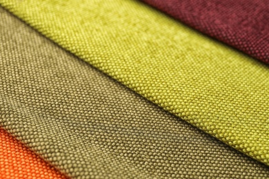 Fabric samples of different colors for interior design as background