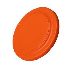 Photo of Orange plastic frisbee disk isolated on white