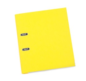 One yellow office folder isolated on white, top view