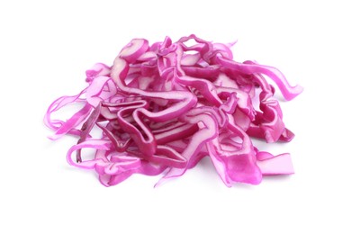 Shredded fresh red cabbage isolated on white