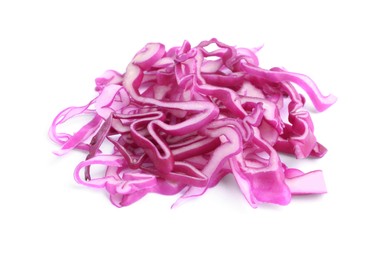 Photo of Shredded fresh red cabbage isolated on white