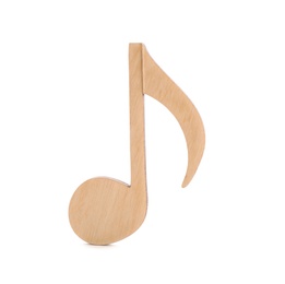 Photo of Wooden music note figure isolated on white