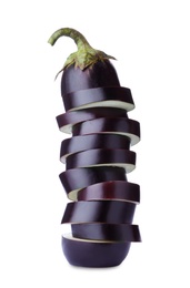 Photo of Cut fresh ripe eggplant isolated on white