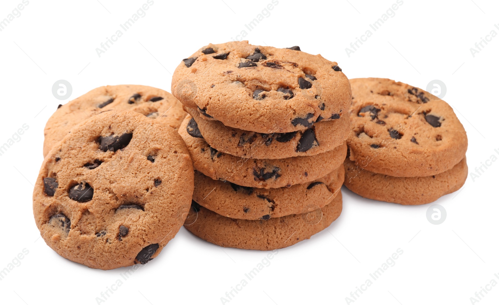 Photo of Delicious chocolate chip cookies isolated on white