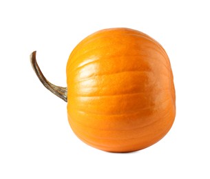 Photo of One fresh orange pumpkin isolated on white