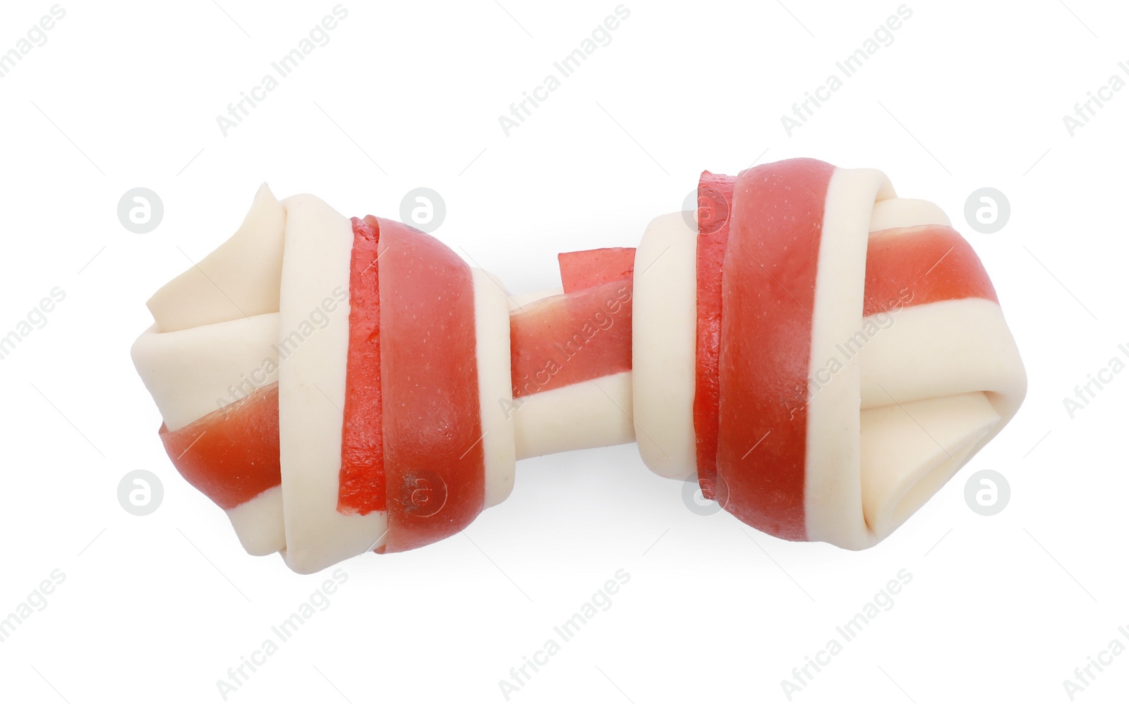 Photo of One bone dog treat isolated on white, top view