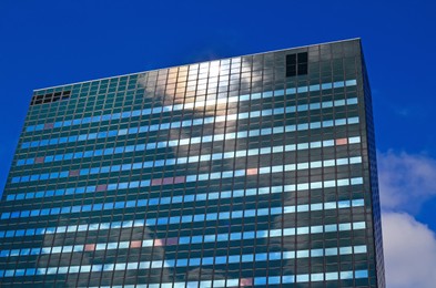 Exterior of beautiful building against blue sky, low angle view