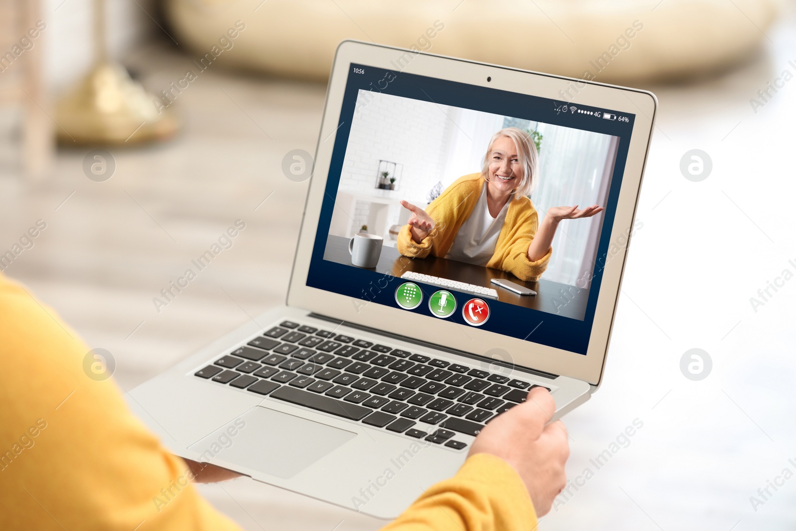 Image of Distance learning, online school lesson. Girl studying at home during quarantine and lockdown due to Covid-19 pandemic, closeup