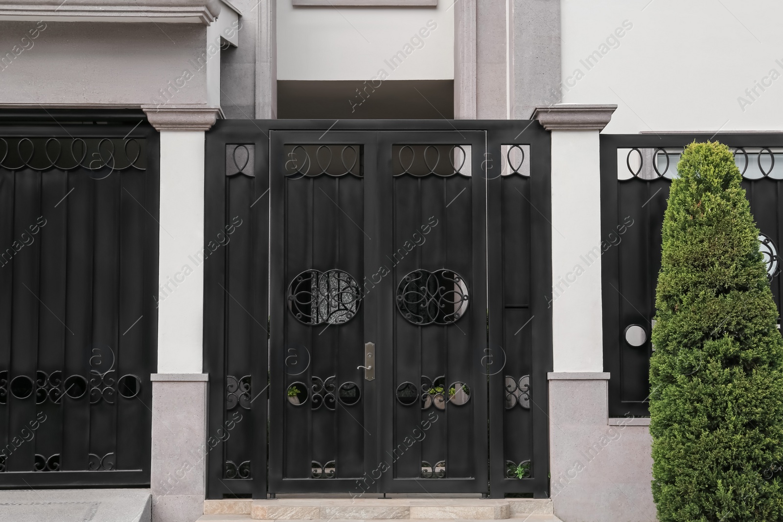 Photo of Entrance of yard with beautiful black metal door