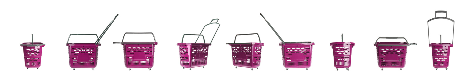 Set of shopping baskets on white background. Banner design