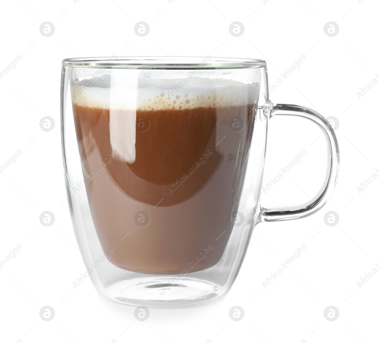 Photo of Double wall glass coffee cup isolated on white