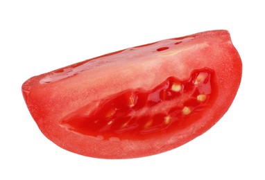 Piece of red ripe tomato isolated on white