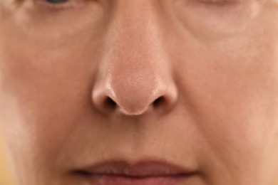 Macro view of woman with normal skin