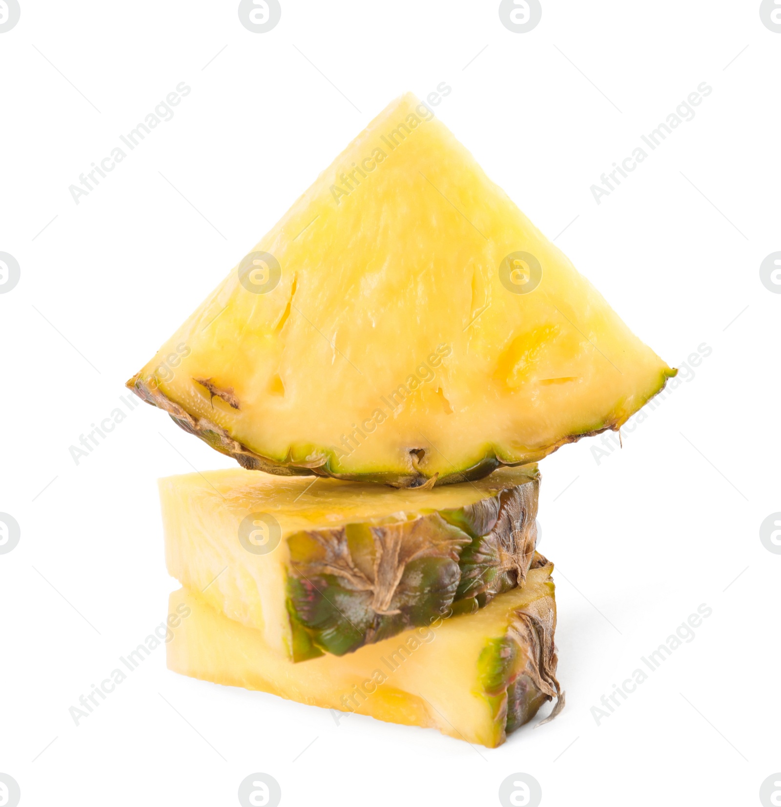 Photo of Slices of fresh pineapple isolated on white