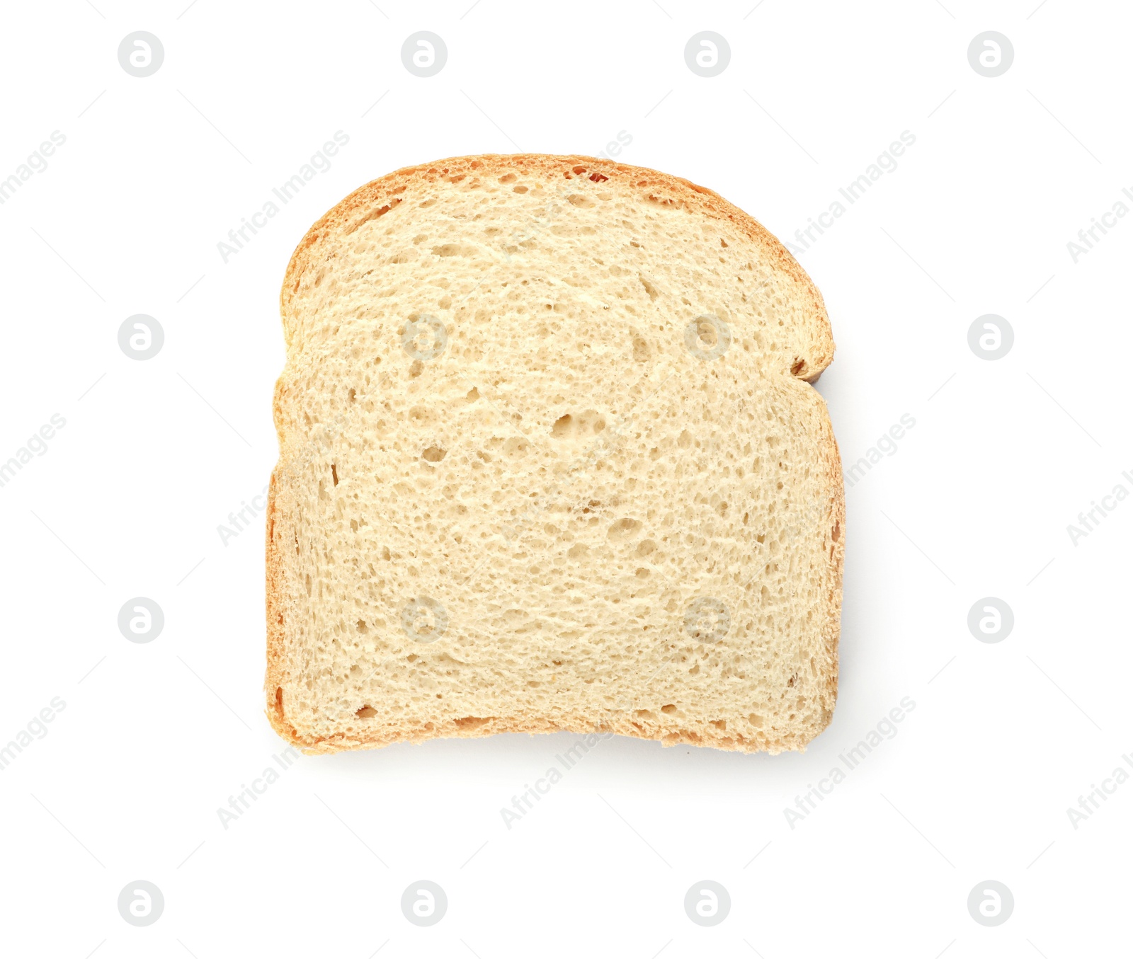 Photo of Slice of wheat bread isolated on white, top view