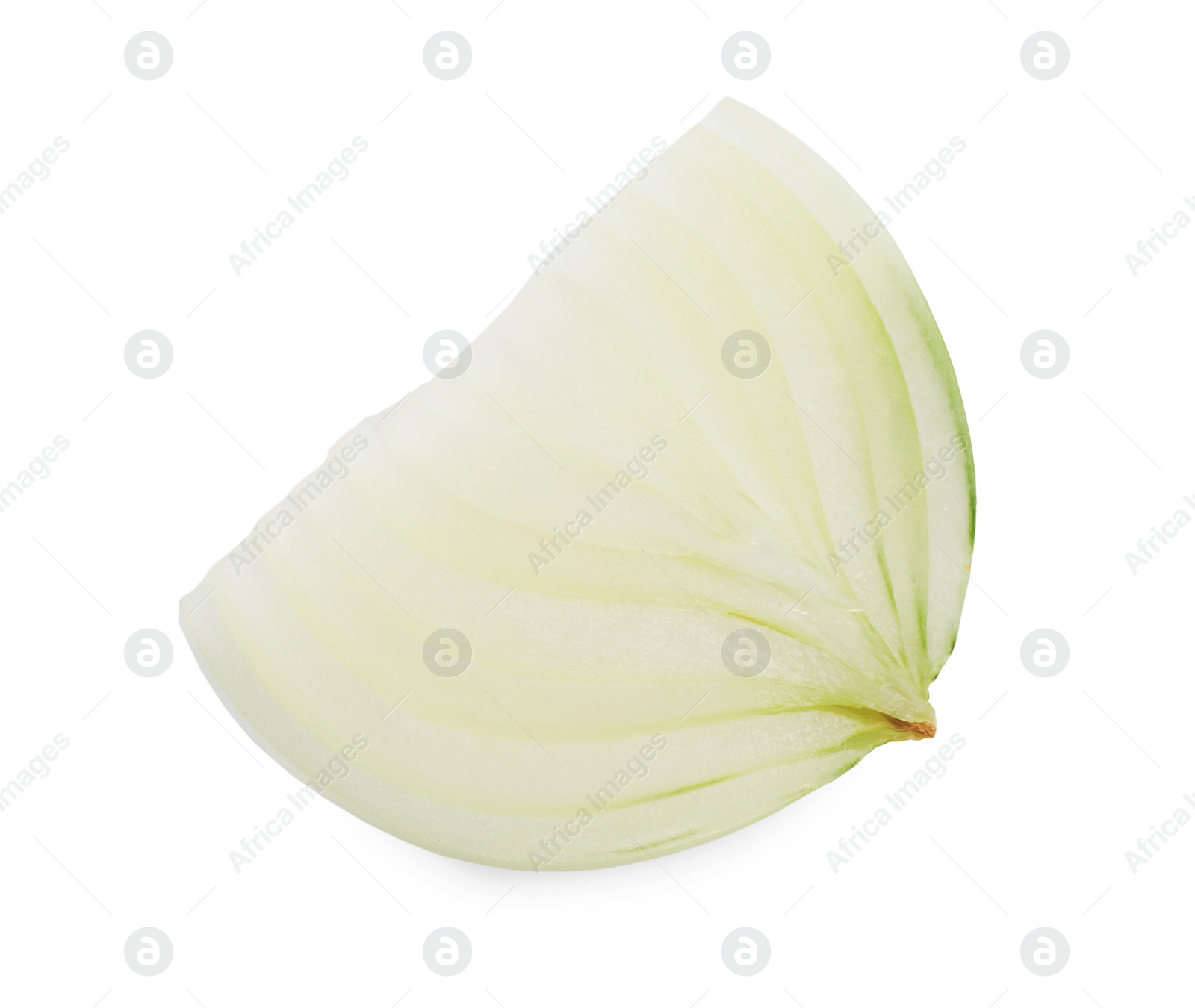 Photo of Piece of fresh ripe onion on white background