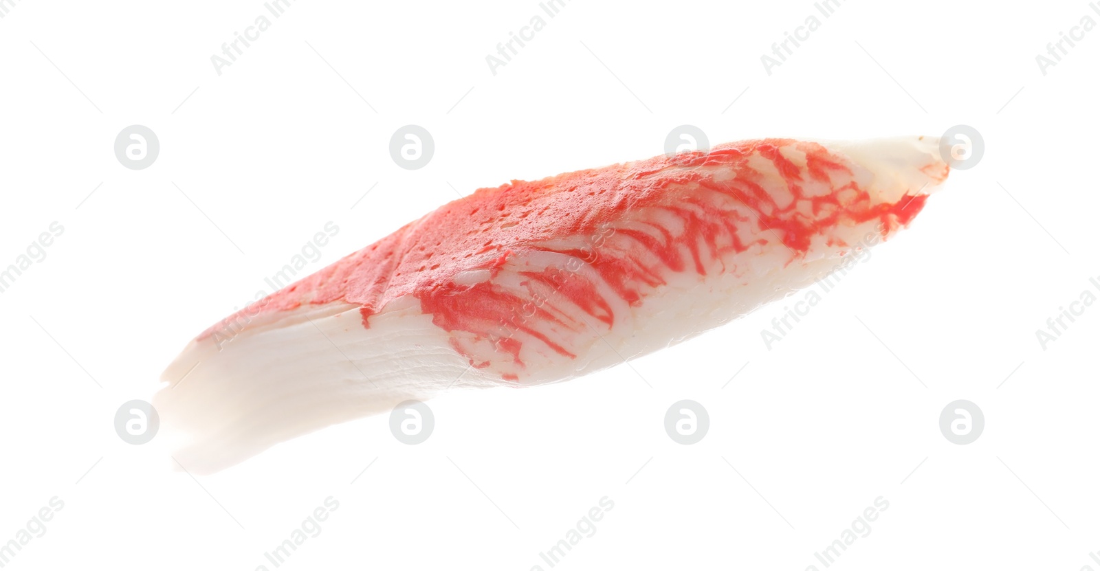 Photo of Piece of fresh crab stick isolated on white