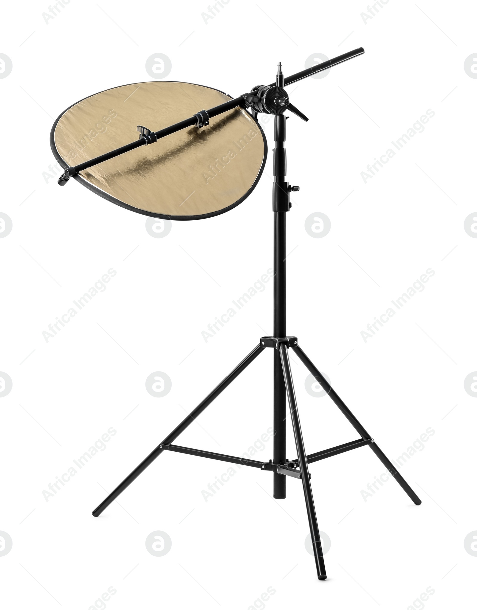 Photo of Tripod with studio reflector isolated on white. Professional photographer's equipment