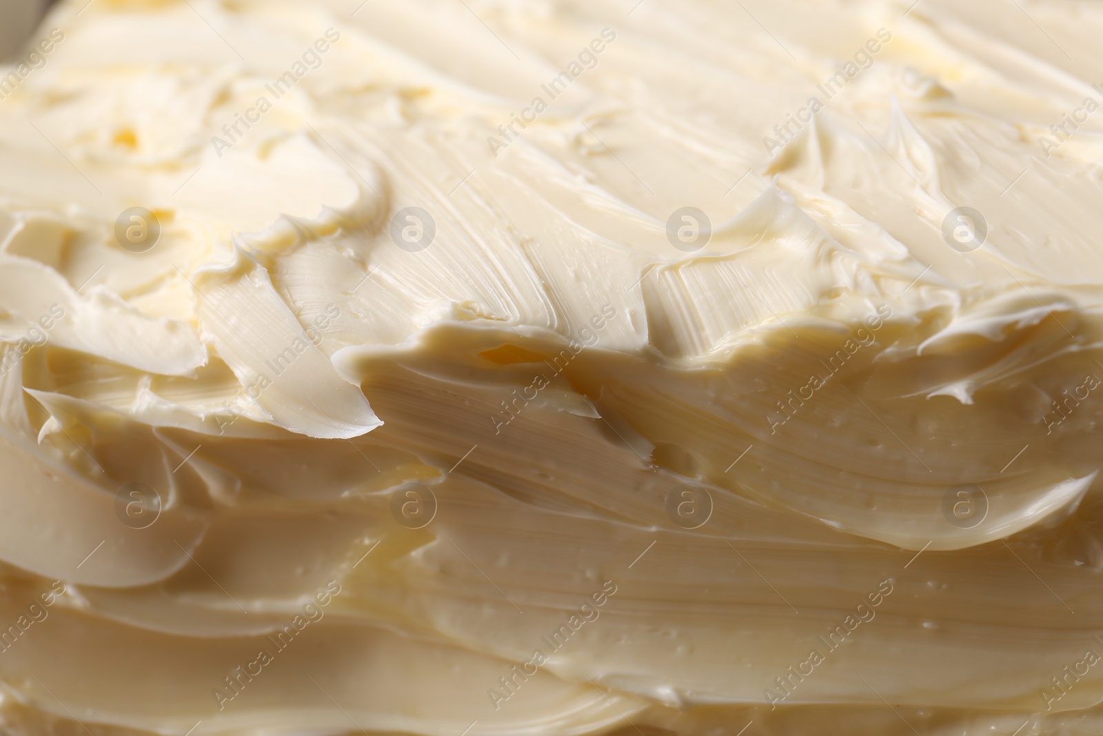 Photo of Tasty homemade butter as background, closeup view