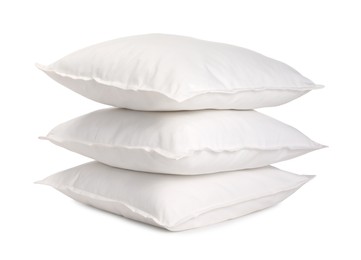 Photo of Stack of soft pillows isolated on white