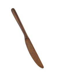 Photo of New wooden butter knife on white background