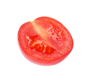 Half of fresh cherry tomato on white background