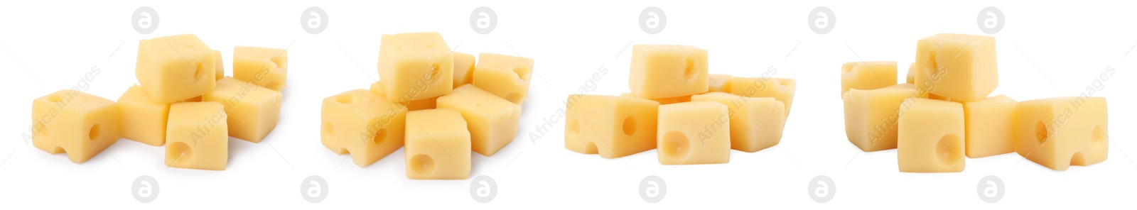 Image of Fresh cheese isolated on white, set of pieces