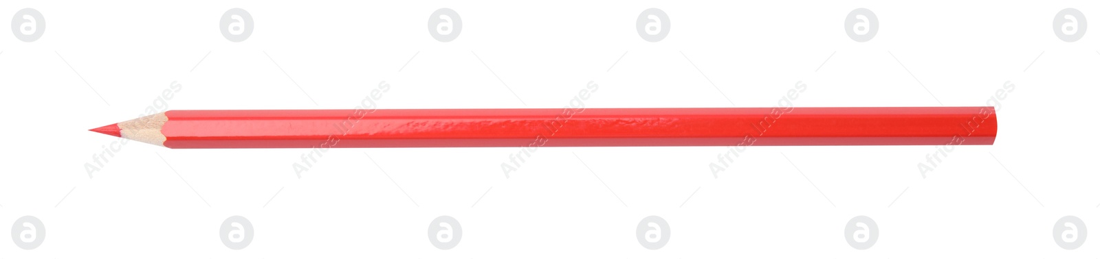 Photo of New red wooden pencil isolated on white