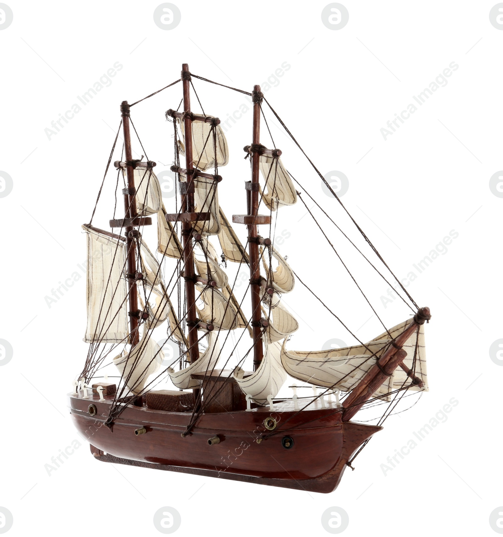 Photo of Beautiful small ship model isolated on white