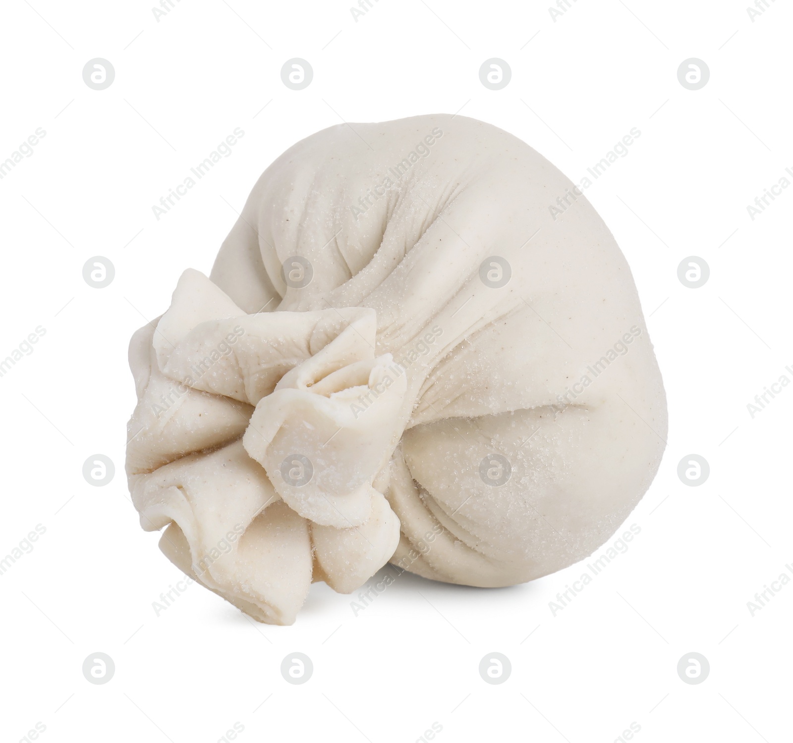 Photo of Uncooked khinkali (dumpling) isolated on white. Georgian cuisine