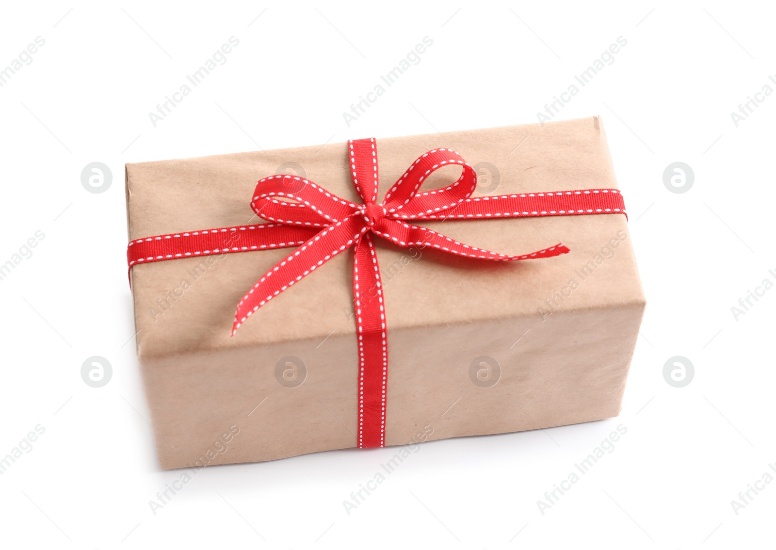 Photo of Beautifully wrapped gift box on white background