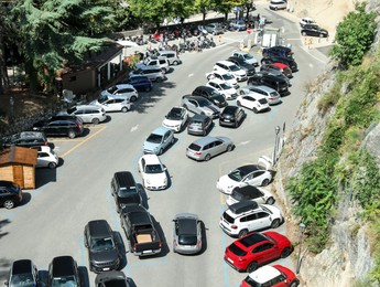 Photo of Aerial view of road with cars on sunny day