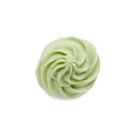 Photo of Swirl of wasabi paste isolated on white, top view