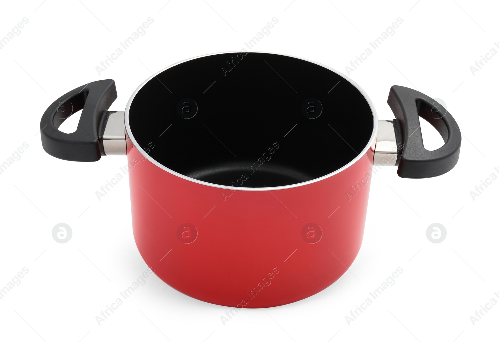 Photo of One empty pot with handles isolated on white