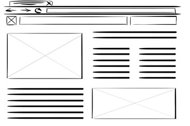 Website design template, interface development. Wireframe with different elements on white background